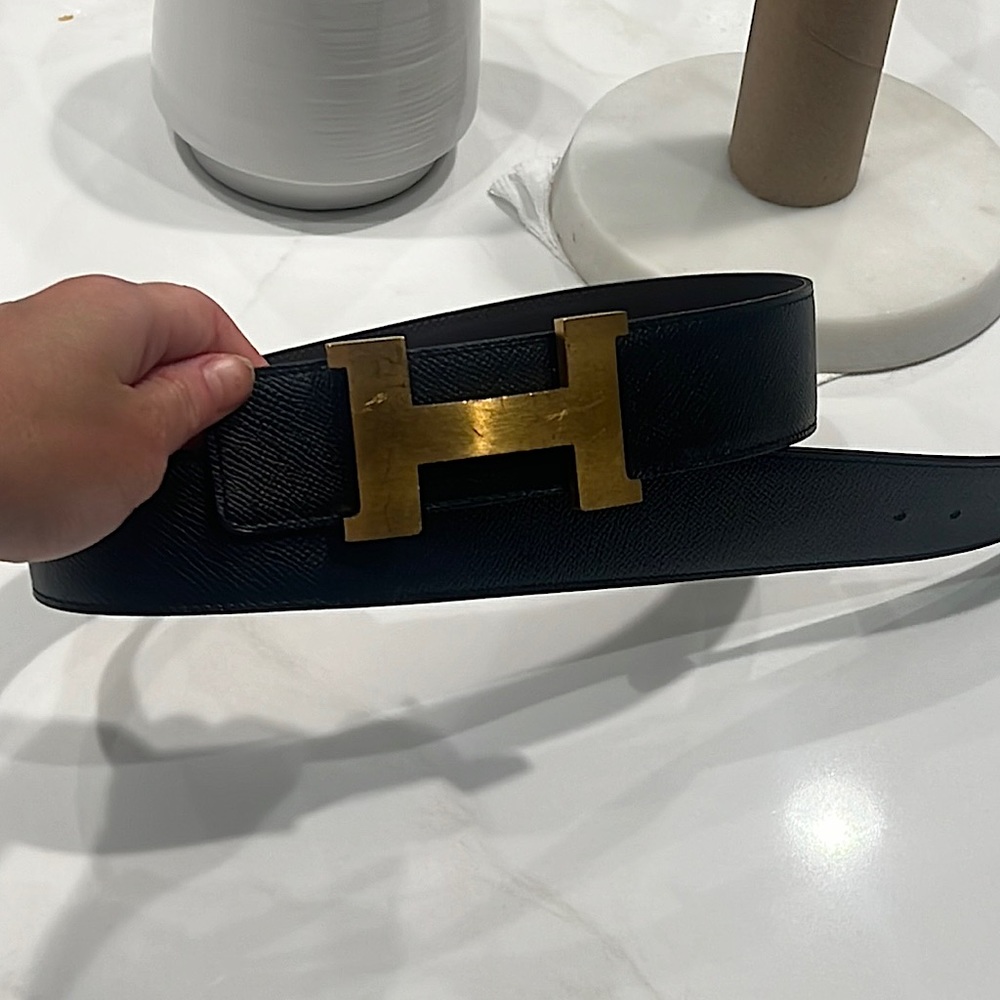 Hermes Box belt black. Pre-owned.